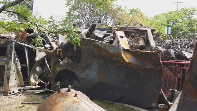 The house has been fully destroyed by a fire after Minneapolis protest and riots turns violent