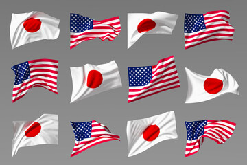 Obraz premium アメリカと日本の国旗 