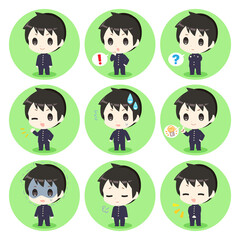 制服の男の子 全身 表情 アイコン