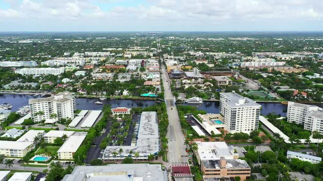 East Atlantic Avenue Delray Beach FL 4k aerial video