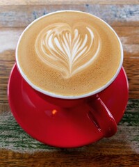 Coffee with heart-shaped latte art