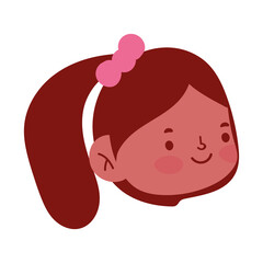 little girl face cartoon character isolated icon design white background