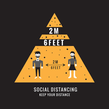 Warning sign social distancing - keep your distance vector illustration