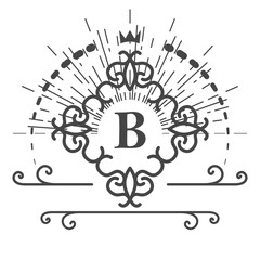 Simple and graceful monogram design template, Elegant lineart logo figure