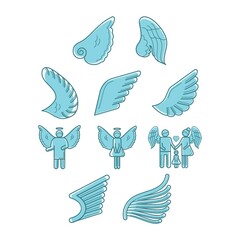 set of angel and wings icons