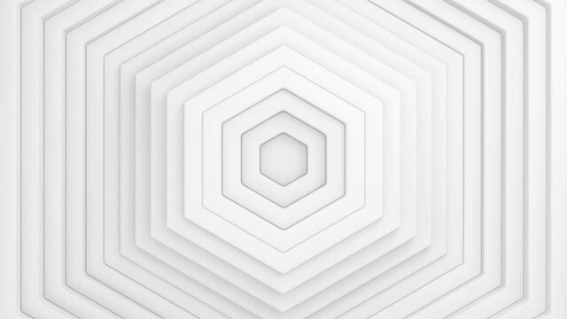 White abstract pattern of hexagon with the effect of displacement. White hexagon wave gradient animation.3D rendering