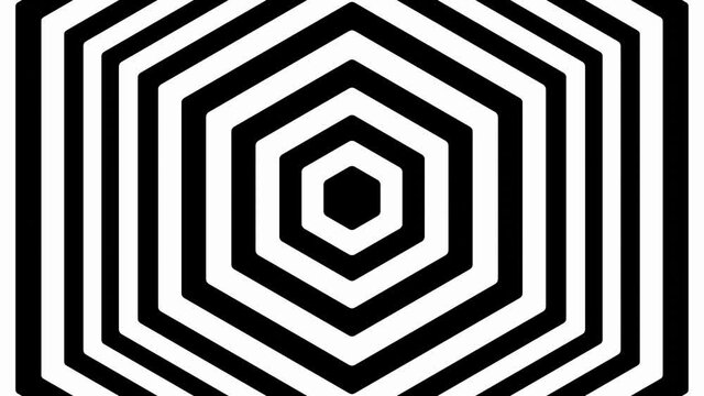 Black and White abstract pattern of hexagon with the effect of displacement seamless loop.3D rendering