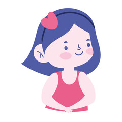 portrait little girl cartoon character isolated icon design white background