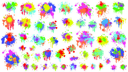 Color Spray Different Set Paint Blot Elements Vector Object Brush