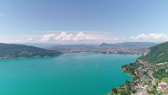 annecy during the summer - aerial view