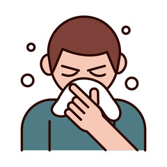 covid 19 coronavirus prevention, man with symptoms allergy, spread outbreak pandemic line and fill style icon