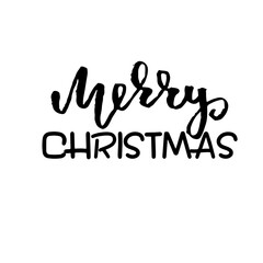 Fototapeta na wymiar Hand drawn phrase Merry Christmas. Modern brush lettering design. Vector typography vector illustration.