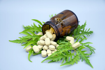 Herbal compress tablets medicine from natural products.