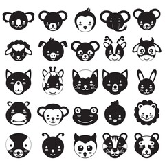 set of animal heads