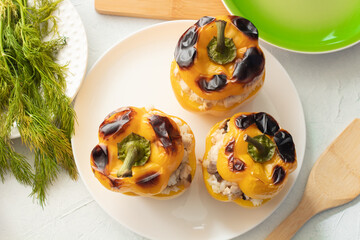 Stuffed peppers with meat and rice