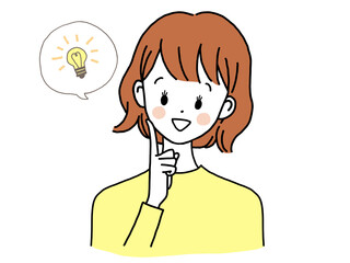 ひらめく若い女性