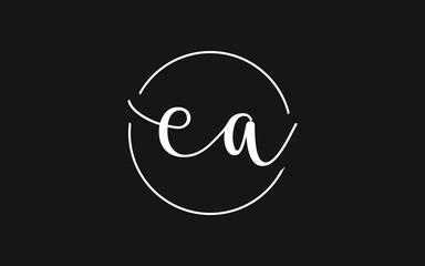 ea or ae Cursive Letter Initial Logo Design, Vector Template