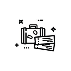 Travel vector icon, suitcase and plane tickets