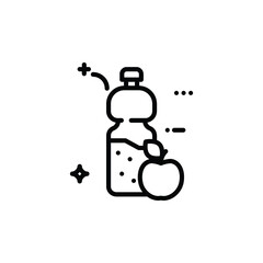 Health and workout, water bottle and apple vector icon on a white background