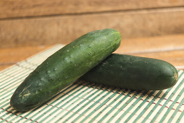 cucumbers on a wooden table
