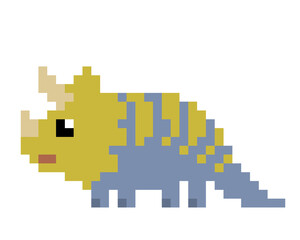 Dino. Pixel dinosaur image. Vector Illustration of pixel art.