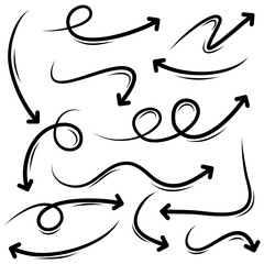 set of hand drawn arrows .Vector doodle design elements. Illustration on white background.for business infographic, banner, web and concept design.