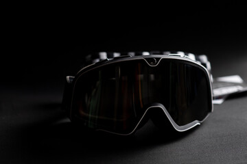 Motorcycle motocross  goggles can be isolated on a black background.
