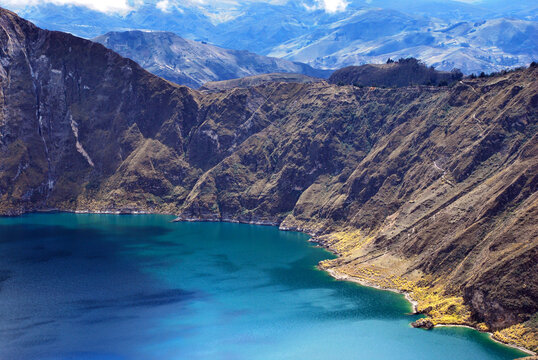 View of Quilotoa a water-filled caldera and the most western volcano in the Ecuadorian Andes. © alessandro