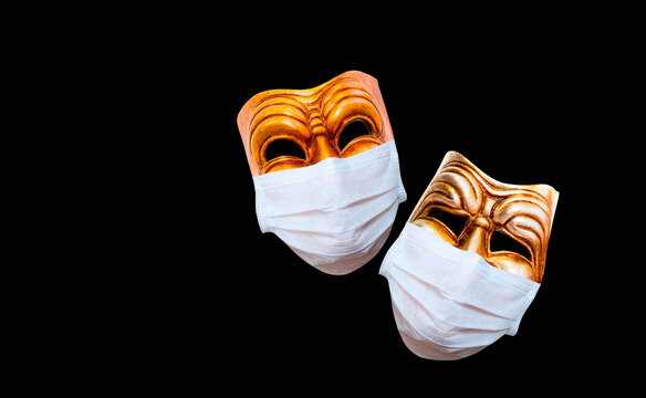 Comedy and tragedy theatrical mask  wearing protection medical mask