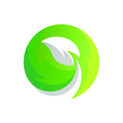 Eco Green Leaf Natural Logo in Circle 