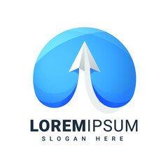 Paper Plane Go Up Blue Logo