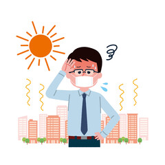 熱中症 マスク 男性 イラスト