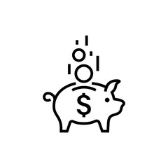 Piggy bank vector icon.