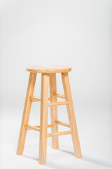 wooden chair on white background close up shot