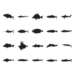 set of fish silhouettes