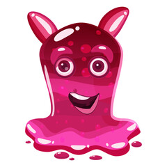 Slime jelli monster character, liquid red creature