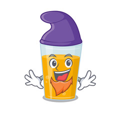 An adorable cartoon design of glass of orange juice as an Elf fairytale character