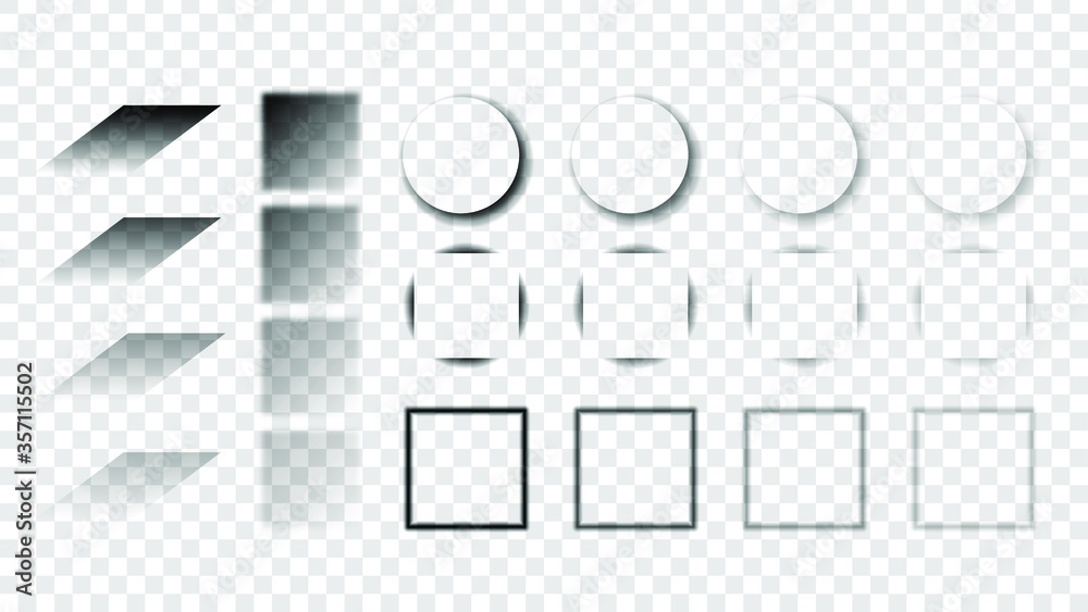 Fototapete Set Collection Vector Transparent Overlay Black Soft Shadows Template Design Elements
