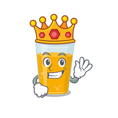 A Wise King of glass of orange juice mascot design style with gold crown