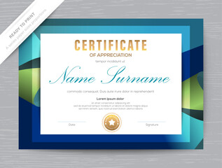 Certificate of Appreciation award diploma template.