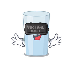 A cartoon image of glass of water using modern Virtual Reality headset