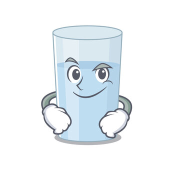 A cute arrogant caricature design of glass of water having confident gesture