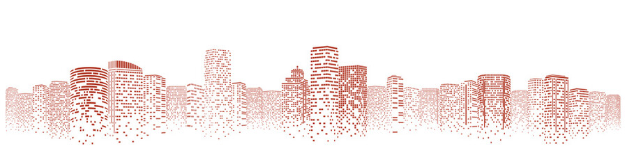 Futuristic night city. Building and urban vector Illustration, City scene on night time. Design graphic for web page or banner. © cofficevit