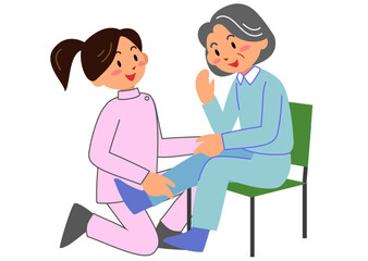 脚のリハビリをする女性