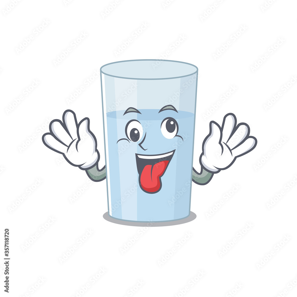 Canvas Prints A mascot design of glass of water having a funny crazy face