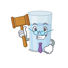 A wise judge of glass of water mascot design wearing glasses