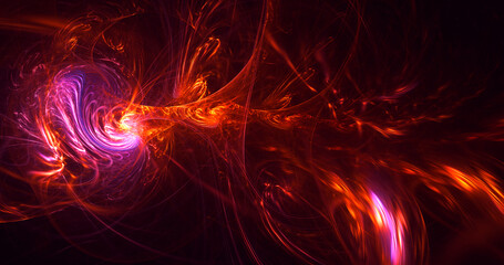 3D rendering abstract multicolor fractal light background