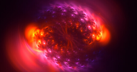 3D rendering abstract multicolor fractal light background