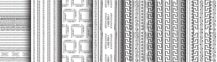 Set fasion black line on white backgraund with egypt motif Seamless pattern for fabric, print, wallpaper, packaging. Strocke trandy design.
