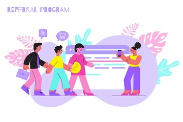 Fototapeta premium Referral Program Flat Composition
